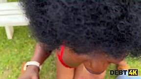 Ebony Goddess Seduces with Shaved Pussy Outdoor Interracial POV