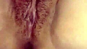 Oiled Hairy Pussy Spread Wide as BF Fingers Hot Girl Deep