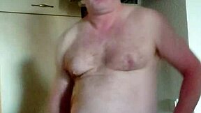 nylonjunge jerks his small cock geil in the morning while sipping coffee homemade