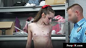 Muscular Guard Barebacks Twink Fitness Slut's Ass for Shoplifting Crime