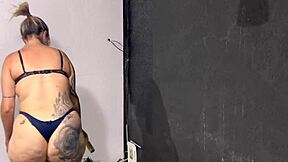 Tanned amateur painter chokes on huge cock while getting ass and pussy pounded hard then creampied