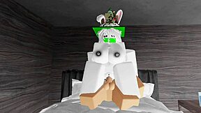 that roblox whore rides cowgirl then takes missionary creampie like a total slut