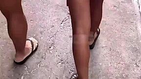 wife bends for anal pounding in restaurant bathroom as cuckold films close