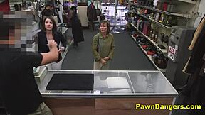 Customer Fucks Cash for Hairy Pussy Pound on Desk