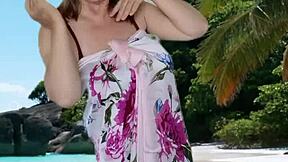 My granny's huge tits tease bikini