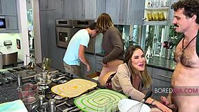 i'm so bored on wanksgiving... free-use milf mother-in-law lets me fuck her kitchen pussy anytime