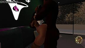 this black guy from her second life pounds the asian babe's ass on the sofa