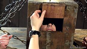 check out this big tits lesbian taking anal fisting in bondage gear