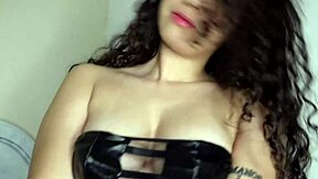 curly haired colombian latina shakes big ass worships pussy fingers to orgasm on bed