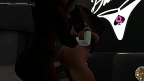 this black guy from her second life pounds the asian babe's ass on the sofa