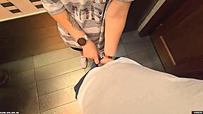 Stranger fills panties with cum in restaurant toilet again