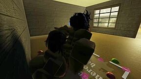 Fat ass black bitch rides big black cock in wild train fuck!