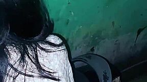 Skinny Asian teen bent over motorbike fucked in neighborhood alley