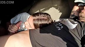 hey babe, you ready for this risky public blowjob while camping with your boyfriend?