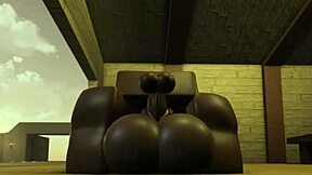 Fat ass black bitch rides big black cock in wild train fuck!