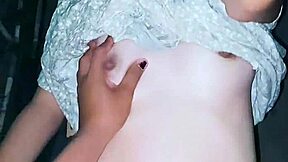 Skinny Asian teen bent over motorbike fucked in neighborhood alley