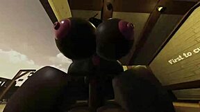 Fat ass black bitch rides big black cock in wild train fuck!