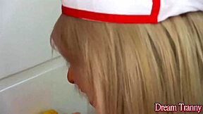 Ts nurse barbara perez rams dildo deep in his tight hole