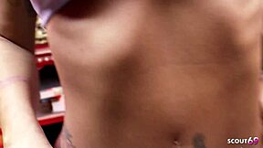 huge tits tanned maid with pierced clit cheats on boss rides monster cock