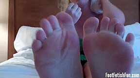 femdom goddess demands foot worship on her perfect size ten feet with sucking and licking