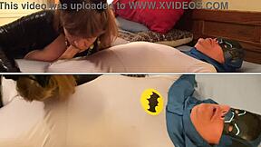 granny catwoman slurps batman's thick cock deep!!