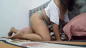 No more good girl routine, this submissive Latina milf massages her huge tits and wet pussy to juicy orgasms
