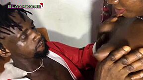 ebony babe rides stranger's cock cowgirl for christmas cash in her wet bedroom.