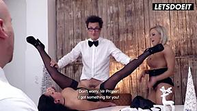 Jolee Love and Lilli Vanilli TURN the Christmas office PARTY into a wild GROUP SEX orgy with FACIALS - letsdoeit