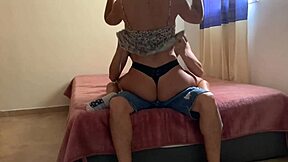 Blonde wife surprises husband with hot brunette friend for creampie threesome licking