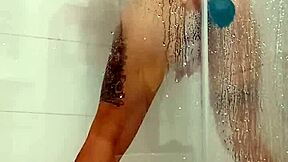 hot teen grabs her dildo in steamy shower horny bathing frenzy!!