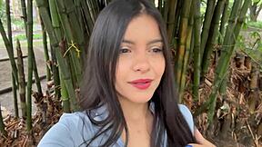 barefoot latina rides stranger's cock raw in public park sex!