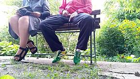 That unflappable mature BBW jerked me off outdoors till I came