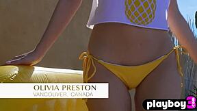blonde olivia preston strips petite body outdoors posing nude