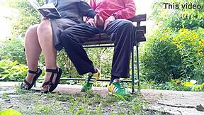 That unflappable mature BBW jerked me off outdoors till I came
