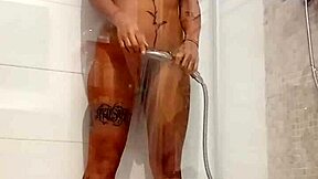 hot teen grabs her dildo in steamy shower horny bathing frenzy!!