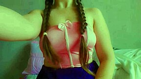 wanna see horny naughty teen student masturbate with wet tongue and messy skirt?