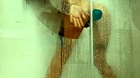 hot teen grabs her dildo in steamy shower horny bathing frenzy!!