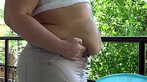 Chubby Milf's Fat Belly Mukbang Turns Into Outdoor Food Fetish ASMR Feast!