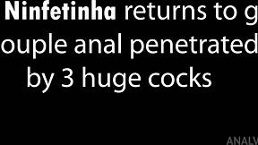 mih ninfetinha's tight ass gaped destroyed by 3 huge monster cocks dap anal no pussy