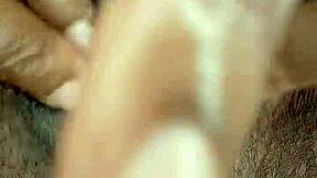 Curvy ebony milf masturbates hairy wet pussy on webcam