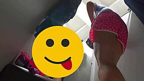 whoa hidden cam catches curvy milf's big hairy pussy in fitting room no panties!