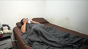 sharing bed with stepbro turned into rough anal creampie fuck