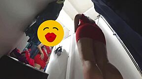 whoa hidden cam catches curvy milf's big hairy pussy in fitting room no panties!