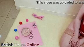 Submissive teen swallows cum from bowl after deepthroat gloryhole