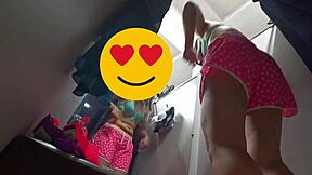 whoa hidden cam catches curvy milf's big hairy pussy in fitting room no panties!