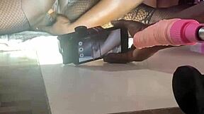homemade black milf slut squirts on huge pussy machine