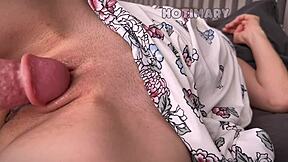 stepmom's wet pussy takes risky fuck and dripping cumshot creampie in super closeup