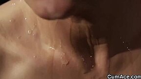 peculiar babe gulps massive facial cumshot semen eagerly