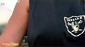 Wifey feels wild flashing big tits on street outdoor