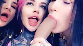 hey naughty girls, wanna watch us lick asses and ride big tits?